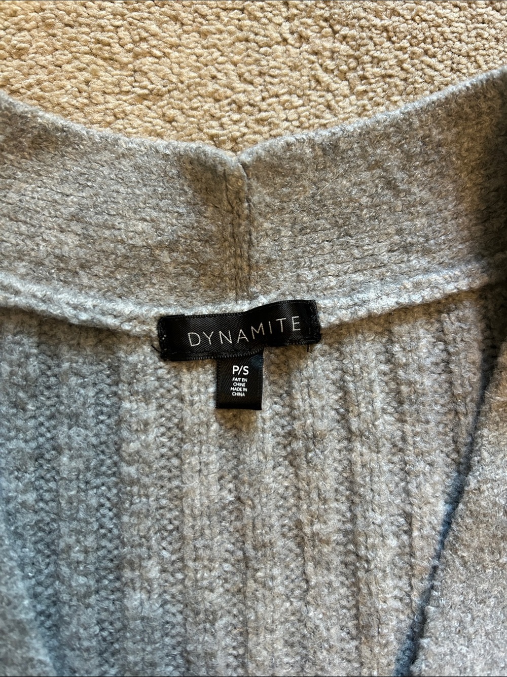 Dynamite Light Gray Ribbed V-Neck Button Cardigan - Picture 2 of 3